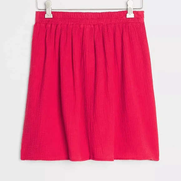 Anthropologie faux button down mini skirt, 29", red - Picture 2 of 10